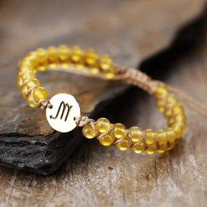 Natural Stone 12 Constellation Stainless Steel Hand-woven Couple Bracelet