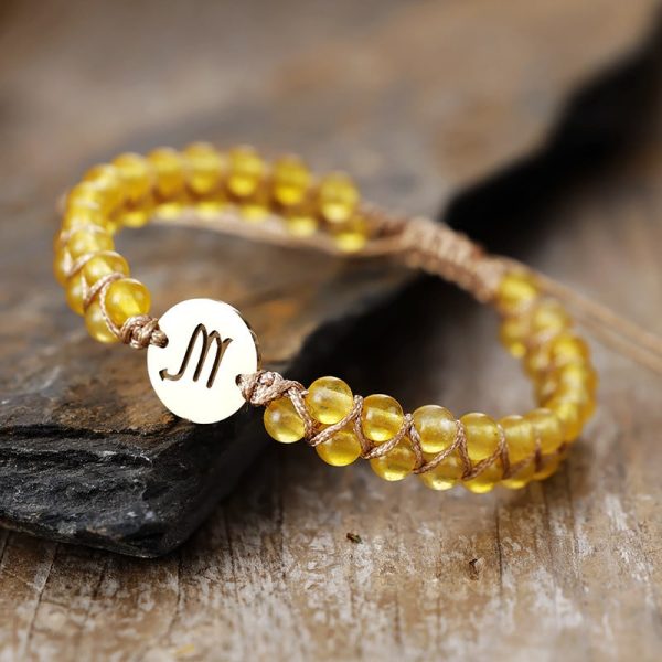 Natural Stone 12 Constellation Stainless Steel Hand-woven Couple Bracelet