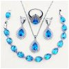 Jewelry Four-piece Set Rings Pendants Earrings Drop-shaped Gem