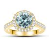 1 Karat 65mm Color Moissanite Ring Gold Ring Shank S925 Sterling Silver Moissanite