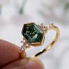 Horse Eye Geometric Hexagon Design Ring Mori Style