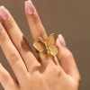 Butterfly Animal Element Exaggerated Personalized Copper Plating Finger Ring