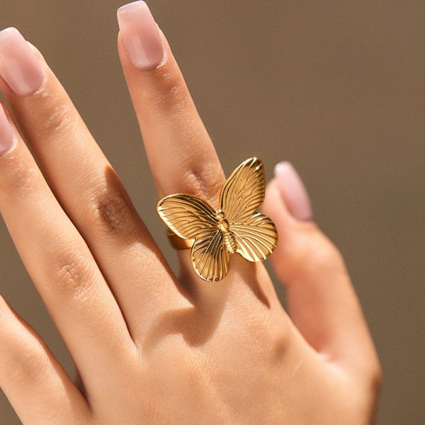 Butterfly Animal Element Exaggerated Personalized Copper Plating Finger Ring