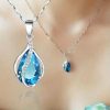 e625a8a5-95fb-41af-afd3-125842f95bf2.jpg Sea Blue Heart Water Drop Zircon Pendant Clavicle Chain