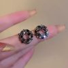Dark Style Affordable Luxury Fashion Black Circle Flower Earrings