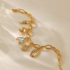 Copper Plating 18K Real Gold Color Retaining Bracelet Retro High Sense Handmade Pendant Bracelet