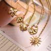 European And American Stainless Steel Hammered Spiral Sun Pendant Necklace