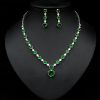 Silver Needle Zircon Bridal Jewelry Set Hollow Heart-shaped Earrings Necklace