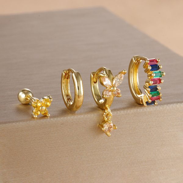 Diamond Butterfly Ear Ring Ear Clip Ear Studs Earring Set