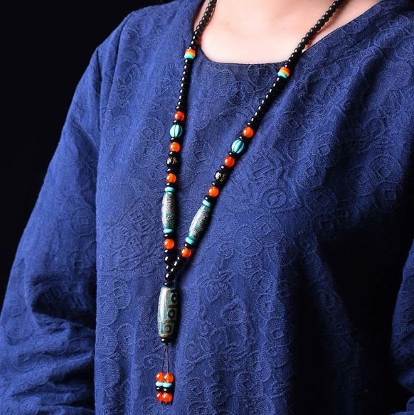 Wholesale Dzi Bead Ethnic Style All-match Pendant Tianzhu Necklace