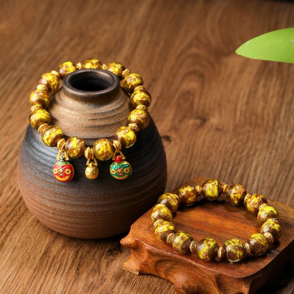 Ancient Golden Sand Colored Glaze Bracelet Two Ends
