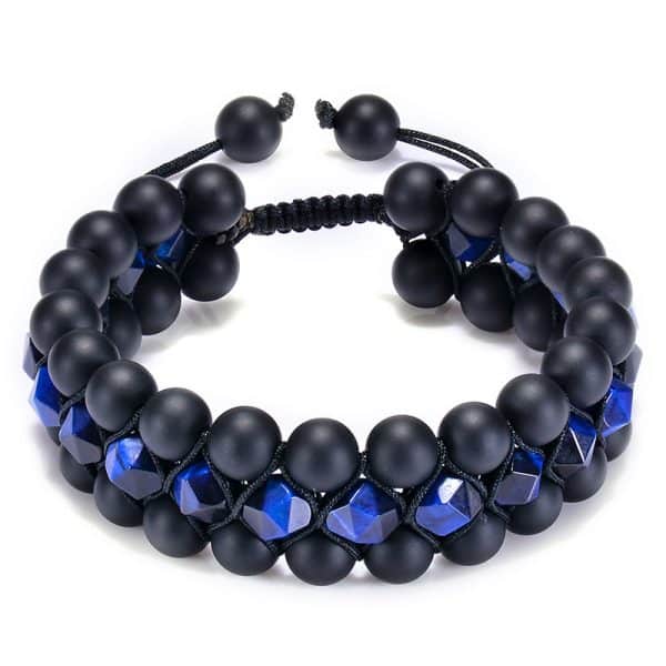 Natural Stone Frosted Stone Beaded Bracelet Iron Ore Double Wrap Braided Bracelet