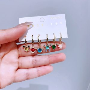 Anime Earrings 6-piece Set Special-interest Design Colorful Cartoon Elf Ear Clip Suit