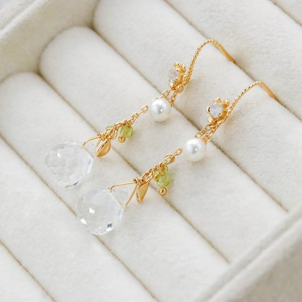 Women's White Crystal Drop Earrings
