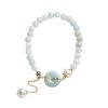 Natural Emerald Peace Buckle Pearl Bracelet For Women
