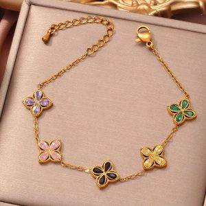 Small Flowers Inlaid Zircon Bracelet For Women