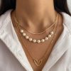 Vintage Love Heart Pearl Gold Necklace