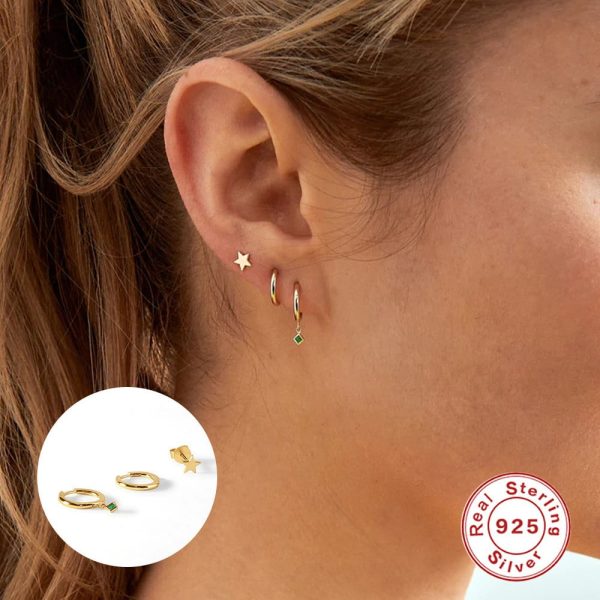 Women's Fashion Sterling Silver Star Face Earrings Set