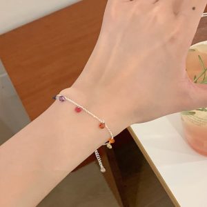 Pure Silver Round Colored Zircon Bracelet
