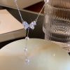 Titanium Steel No Fading Irregular Pearl Dripping Butterfly Necklace