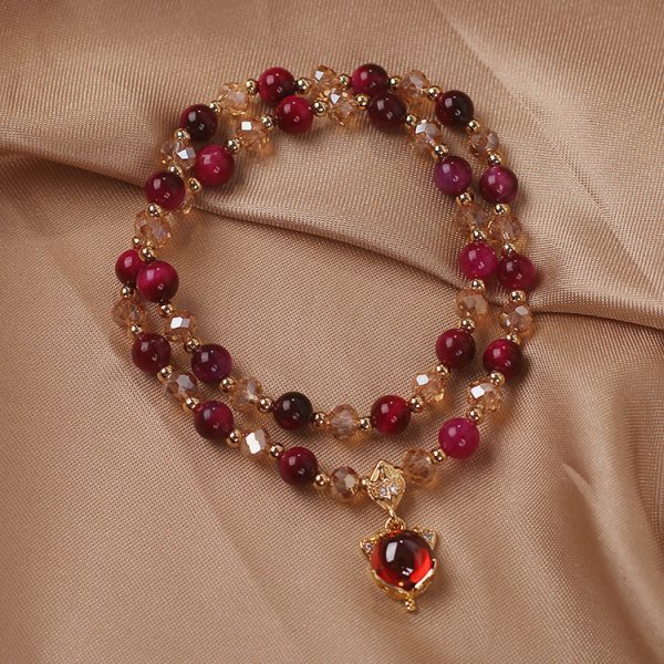Ins Natural Rose Tigereye Crystal Bracelet