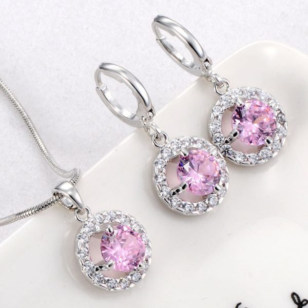 Simple Micro-inlaid Crystal Zircon Jewelry Two-piece Set