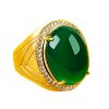 New Domineering Green Chalcedony Ring Plated 925 Silver Ring Simple And Elegant