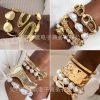 New Multi-layer Line Winding Geometric Open Bracelet Suit