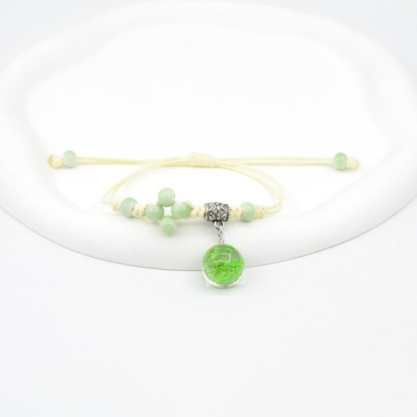 Glass Dried Flower Bracelet Real Flower Lace Flower
