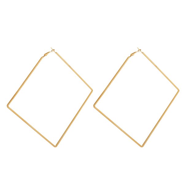 Wispy Simple Big Circle Geometric Stud Earrings Rhombus