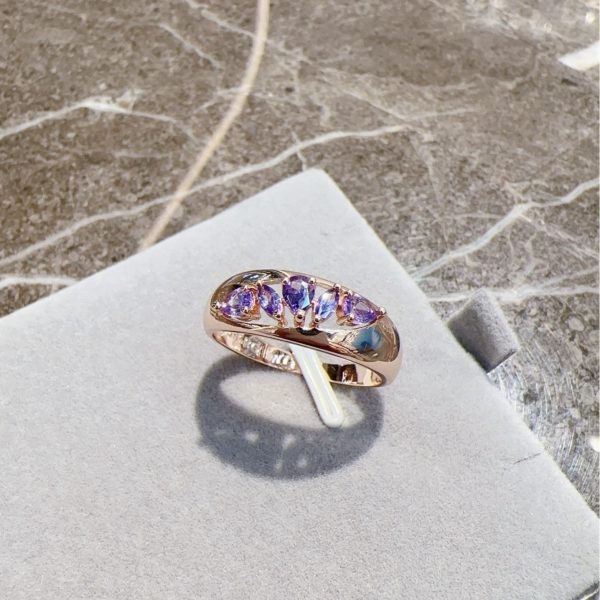 Rose Gold Zircon Color-retaining Electroplated Ring