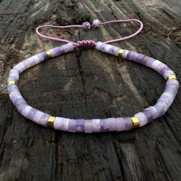 Natural Stone 42 Spacer Glitter Stone Crystal Adjustable Bracelet