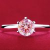 Six-claw 1 Karat Rhinestone Ring Moissanite Open Female Ring
