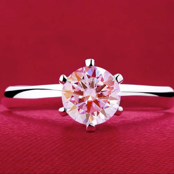 Six-claw 1 Karat Rhinestone Ring Moissanite Open Female Ring