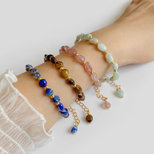 Accompanying Stone Beads Bracelet Women's Irregular Stone Lobster Buckle
