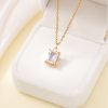 Gold Plating Simple Square Pendant Necklace For Women