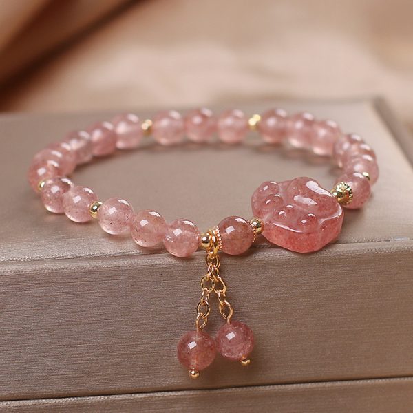 Strawberry Quartz Bracelet Double Layer Fairy Style