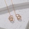 New Korean Super Fairy Ear Thread Female Fashion Personality Round Copper Micro Set Zircon Ear Studs Earbone Clip Chain Simple Style Long Earrings