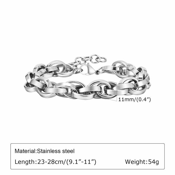 Stainless Steel Twist Thick Retro Male Gray Bracelet