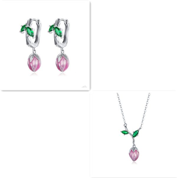 Bud Flower Necklace Earrings Jewelry Set