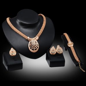 Diamond-studded Spider Mask Necklace Earrings Jewelry Four-piece Set