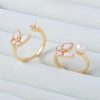 14K Gold-plated Color Retention Inlaid Zircon Natural White Shell Butterfly Pearl Ring