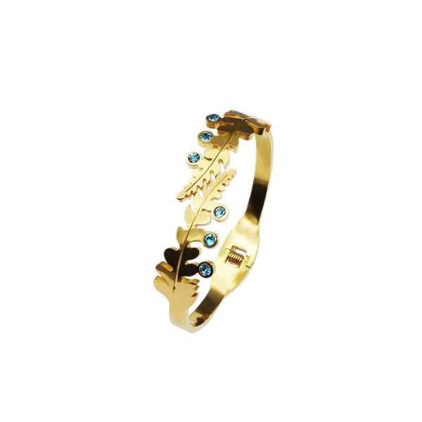Women's All-match Fashionable Stainless Steel Leaf Diamond Bracelet