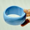 Resin Oval Wide Geometric Curved Resin Solid Color Bracelet