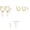 Brass Imitation Pearl Simple And Stylish Earrings Three-piece Set