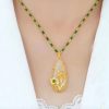 Water Drop Pendant Necklace Female Lotus Leaf Retro Fashion Elegance Clavicle Chain