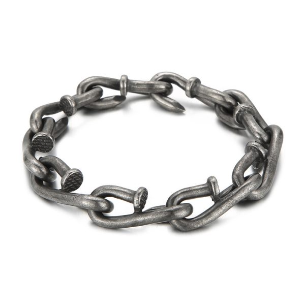 Creative Retro Personalized Nail Hook Buckle Stainless Steel Bracelet