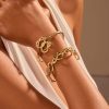 European And American Open Stainless Steel Bracelet 18K Gold Plating Heart-shaped Design Sense