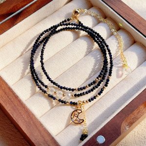 Multi-layer Bracelet Blue Gold Sand Stone Cut Three-ring Bracelet For Women