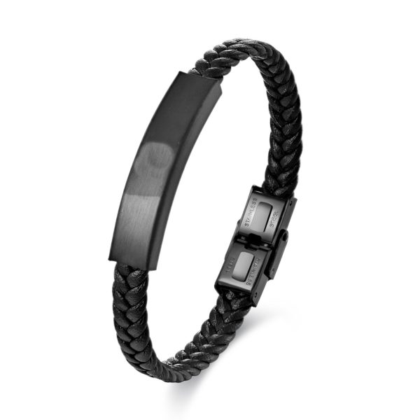 Leather Ornament Titanium Steel Men's Weaving Leather Bracelet